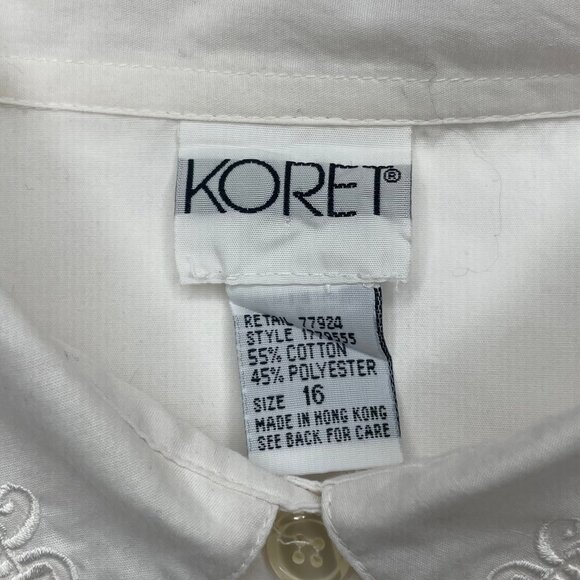 VINTAGE Koret White Equestrian Horse Embroidered Collar Button Down Blouse Top - Picture 9 of 11